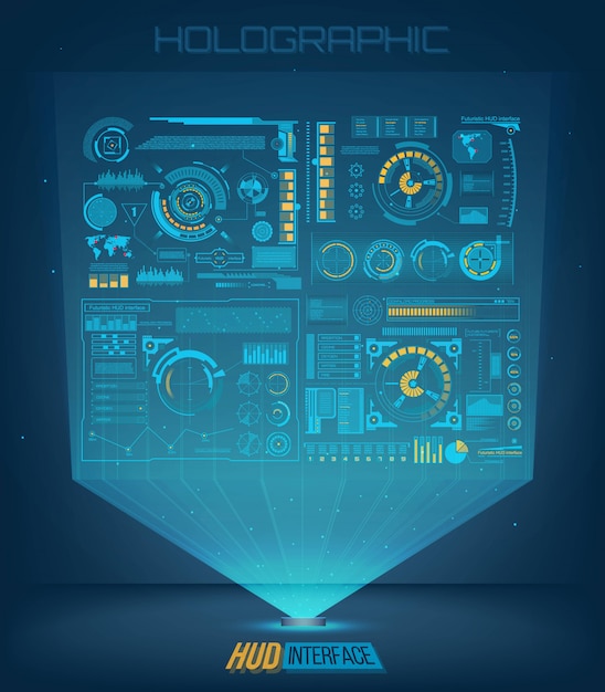 Futuristic technology interface hud ui background. Premium Vector