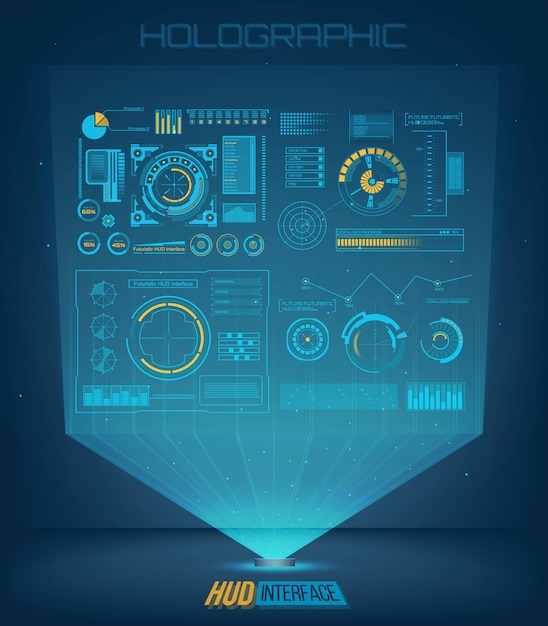 Futuristic technology interface hud ui background. Premium Vector