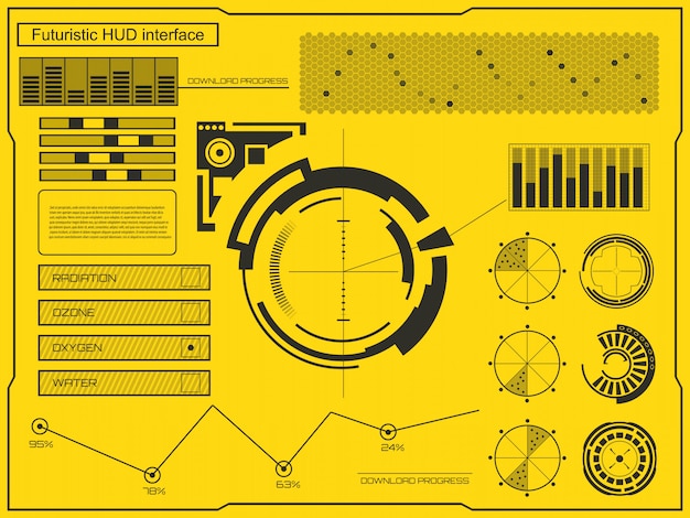 Futuristic technology interface hud ui background. Premium Vector