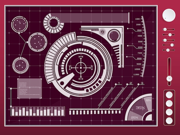 Futuristic technology interface hud ui background. Premium Vector
