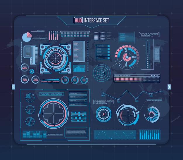 Futuristic technology interface hud ui background. Premium Vector
