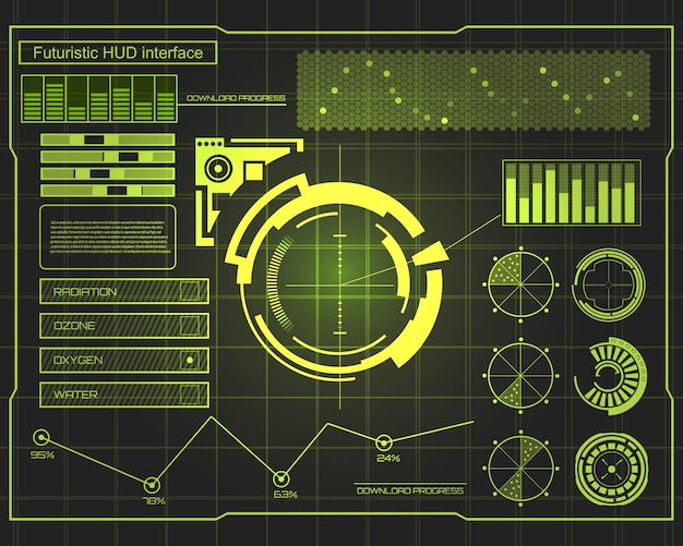 Futuristic technology interface hud ui background. Premium Vector