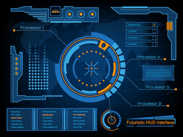Futuristic virtual touch user interface hud. Premium Vector