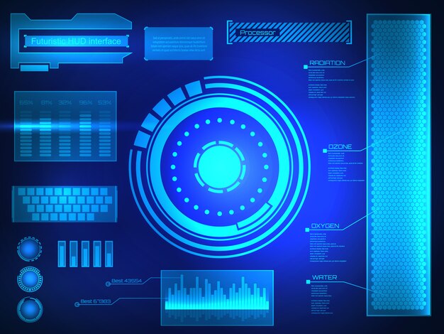 Futuristic virtual touch user interface hud. Premium Vector