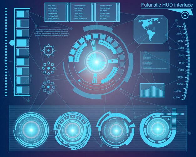 Futuristic virtual touch user interface hud. Premium Vector