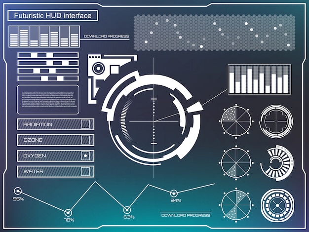 Futuristic virtual touch user interface hud. Premium Vector