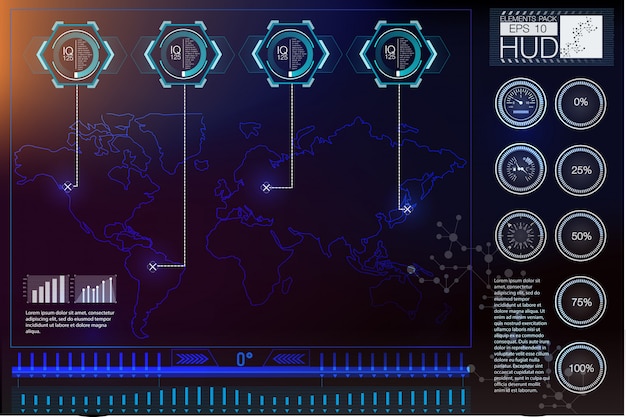 Futuristic vr head-up display design. sci-fi helmet hud. future technology display design. Premium Vector