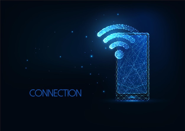 Premium Vector Futuristic Wifi Network Concept With Glowing Low