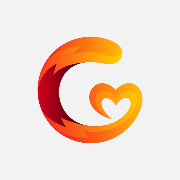 愛のロゴデザインの文字g プレミアムベクター