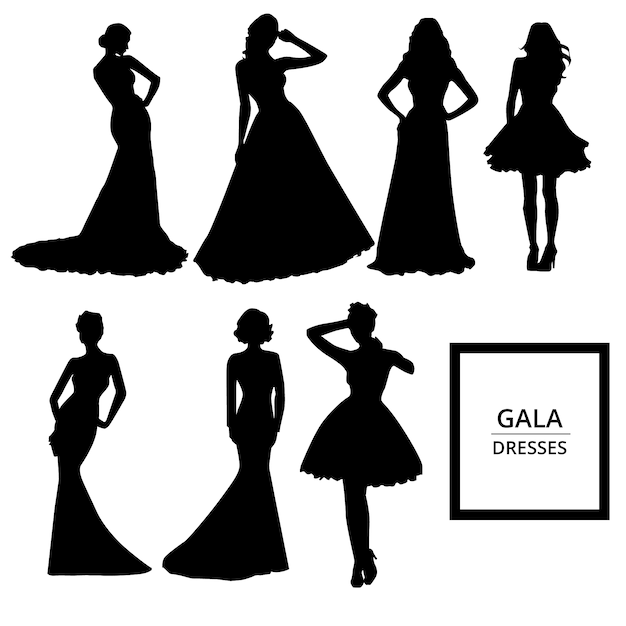 Download Gala dresses silhouettes Vector | Free Download