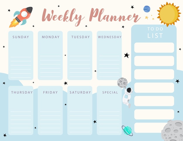 Premium Vector | Galaxy calendar planner with planet