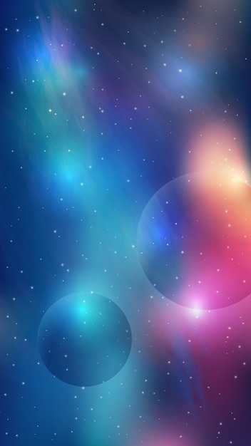 虹色の効果を持つ銀河系のモバイル背景 無料のベクター