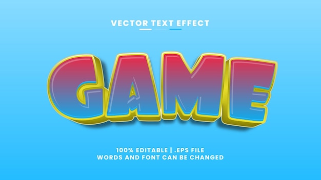 Premium Vector | Game 3d editable text effect in cartoon and game text ...