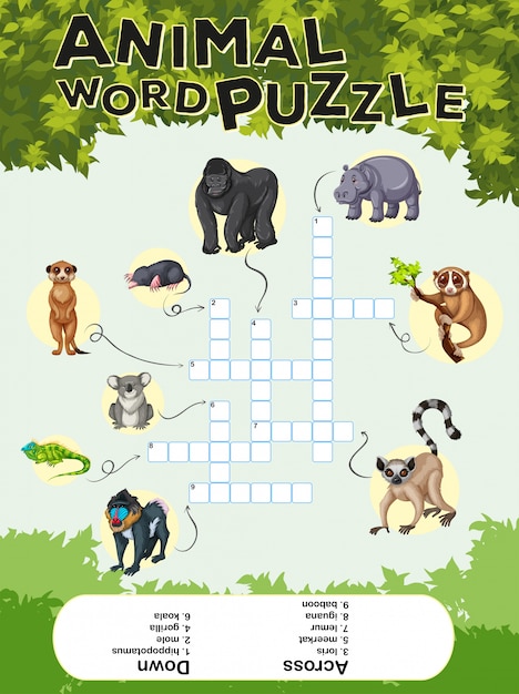 Download Game design for animal word puzzle | Premium Vector