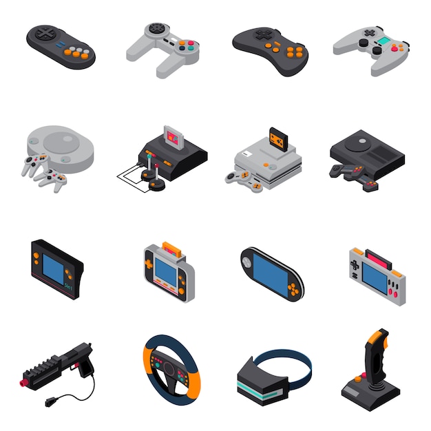 Download Free Vector | Game gadgets isometric icons collection