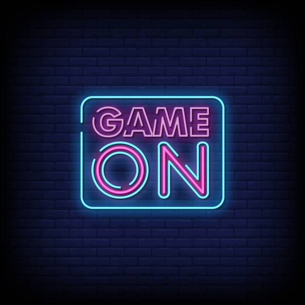 Premium Vector | Game on neon signboard