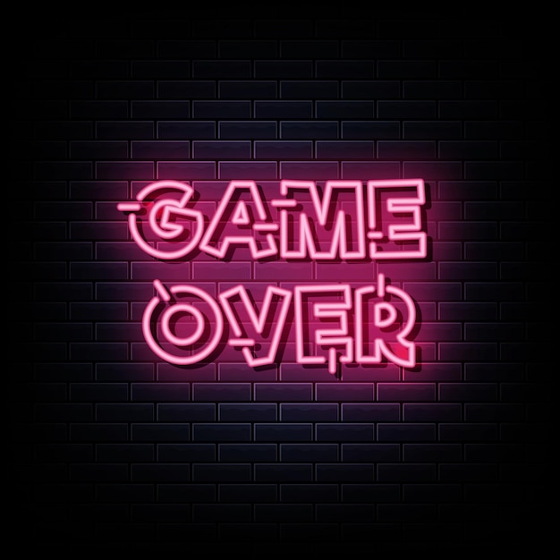 Premium Vector | Game over neon signs design template neon sign