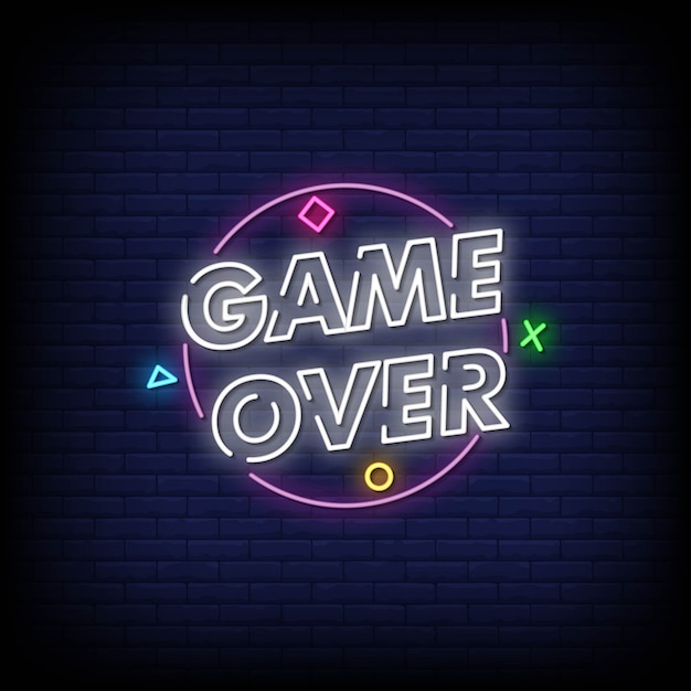 Premium Vector | Game over neon signs style text