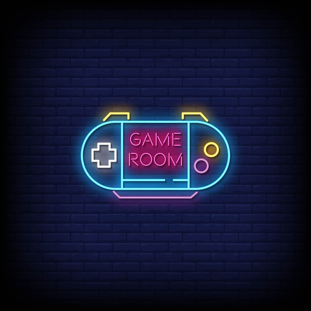 Premium Vector | Game room neon signs style text