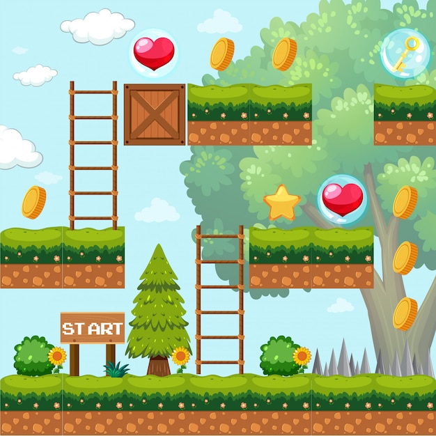 Game Template in Forest Scene Free Vector Game Template in Forest Scene Free Vector