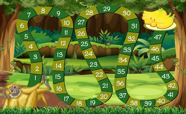 Game template with monkey in the forest