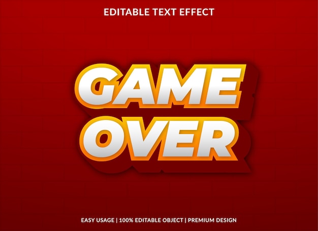 Premium Vector | Game over text effect editable template premium style