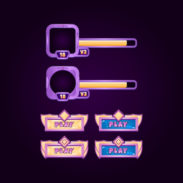 Premium Vector Game Ui Frame Border Banner And Button Elements For Gui Asset Elements