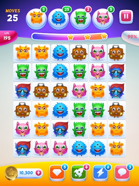 Game ui. playing field screen. Premium Vector