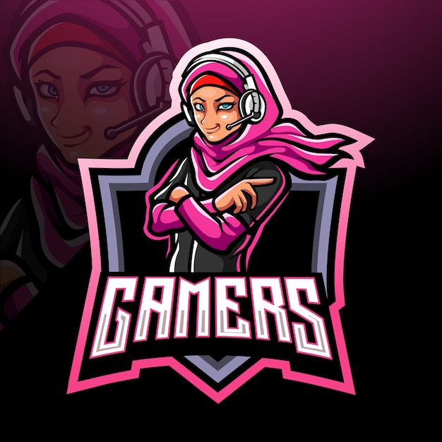 Premium Vector | Gamer girl esport logo mascot design