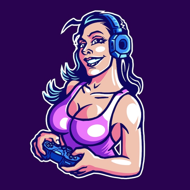 Gamer Girl Esport Mascot Logo Premium Vector
