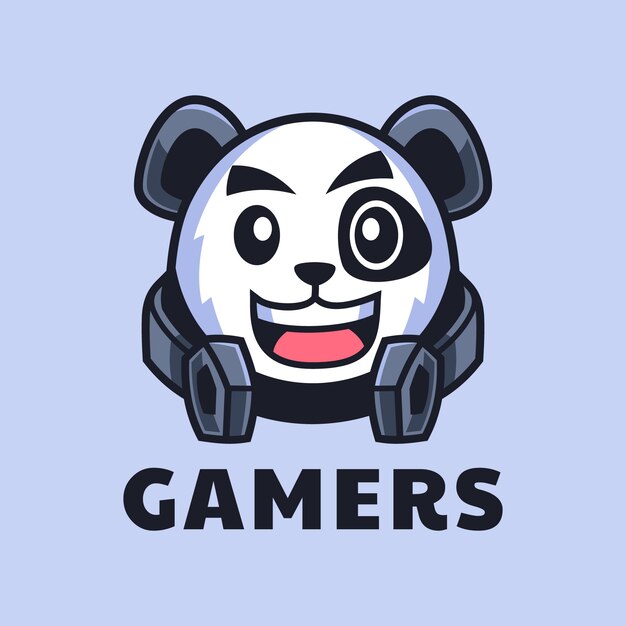 Premium Vector Gamer Panda Cartoon Logo Design