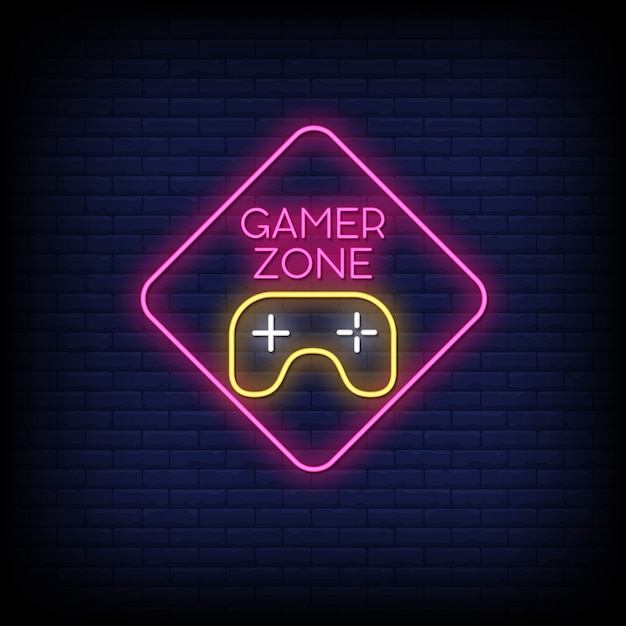 Premium Vector Gamer Zone Neon Signs Style Text