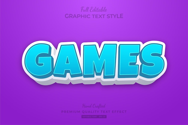 Premium Vector | Games cartoon editable text effect font style