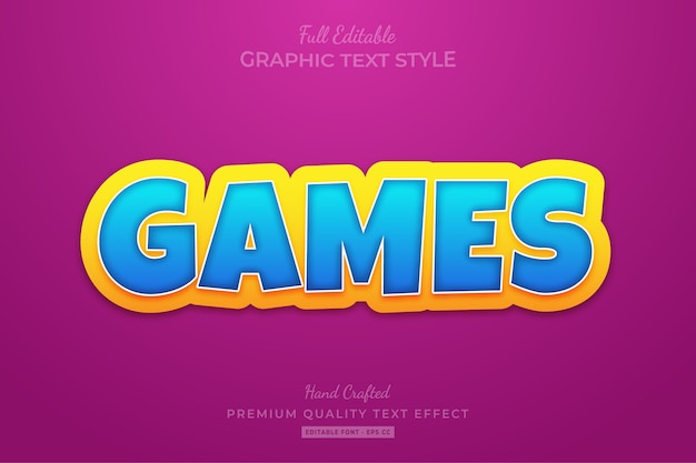 Premium Vector | Games cartoon editable text style effect premium