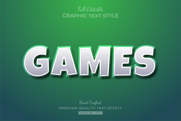 Premium Vector | Games cartoon white green editable text effect