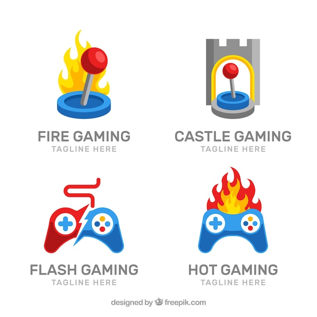 Download Free Download This Free Vector Gaming Logo Collection With Flat Design Use our free logo maker to create a logo and build your brand. Put your logo on business cards, promotional products, or your website for brand visibility.