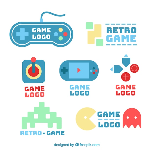 Download Free Download This Free Vector Gaming Logo Collection With Flat Design Use our free logo maker to create a logo and build your brand. Put your logo on business cards, promotional products, or your website for brand visibility.