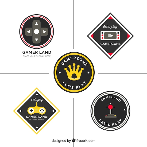 Download Free Download Free Gaming Logo Collection With Flat Design Vector Freepik Use our free logo maker to create a logo and build your brand. Put your logo on business cards, promotional products, or your website for brand visibility.