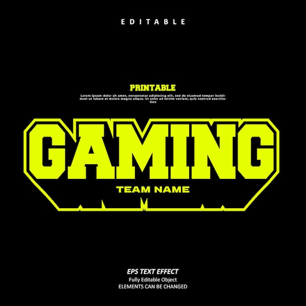 Premium Vector | Gaming team name logo customize text effect editable