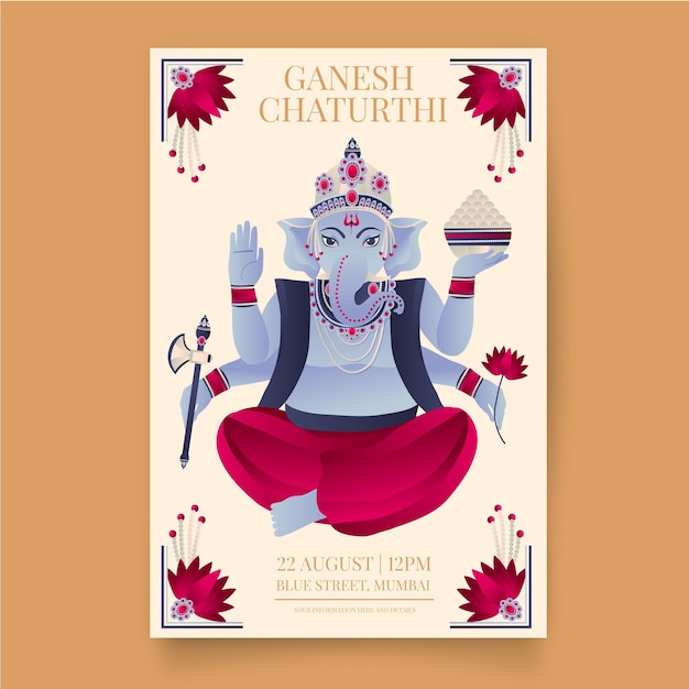 Premium Vector | Ganesh chaturthi draw poster