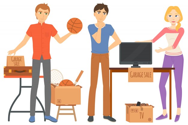 Garage Sale Household And Sport Items Vector Premium Download