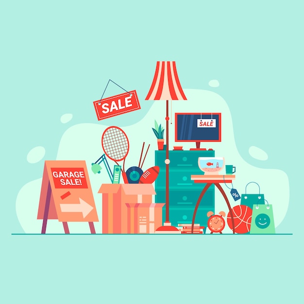 Garage sale items concept Free Vector