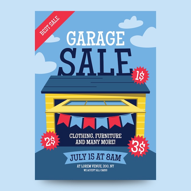 Garage sale poster template style Free Vector