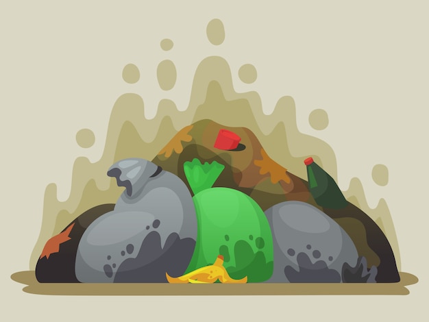 Premium Vector | Garbage dump. smelly trash in garbage bags, city dumps