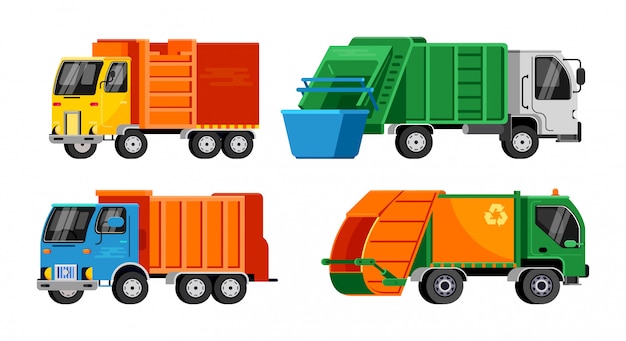 Garbage truck vector trash vehicle Vector | Premium Download