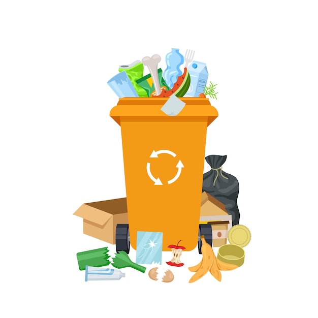 Premium Vector | Garbage waste. overflowing trash can, dirty rubbish ...