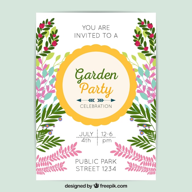 Free Vector Garden party invitation template