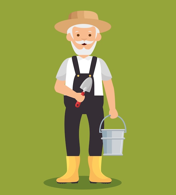 Premium Vector | Gardener avatar character icon