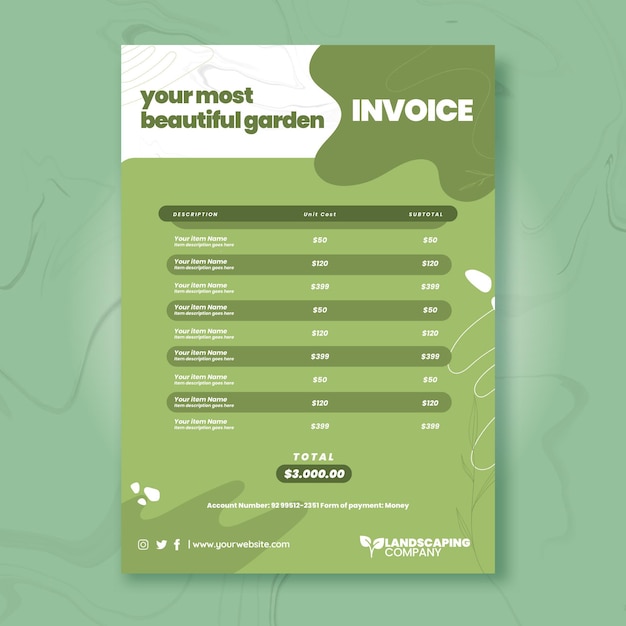 Free Vector Gardening Business Invoice Template