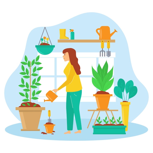 Free Vector | Gardening at home illustration design